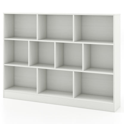 41 inches Wooden Toy Storage Organizer with 10 Cubes for Classroom Daycare Nursery Kindergarten-Natural - White