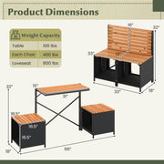 2-in-1 Transforming Picnic Table and Chairs Set with Storage