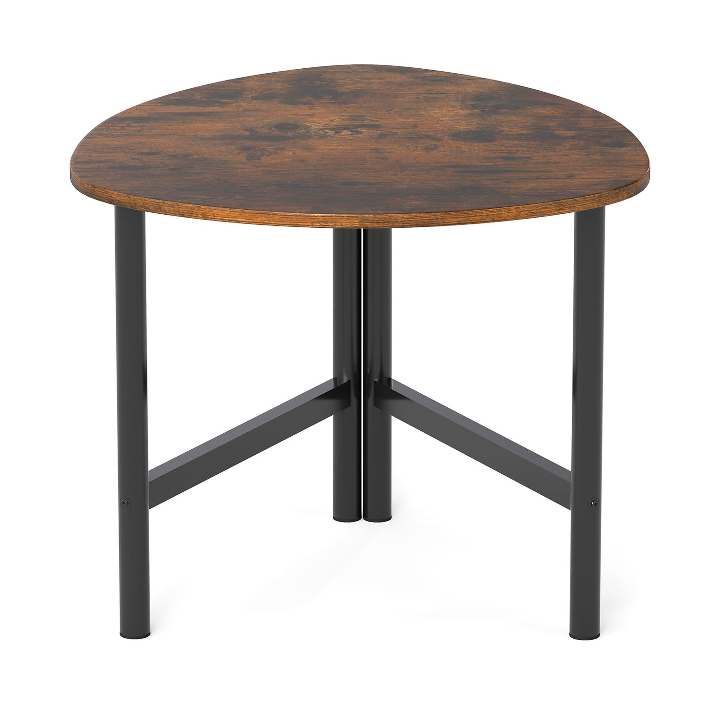 Triangle Coffee Table Oval Coffee Table with Metal Legs Industrial Center Table-Rustic Brown