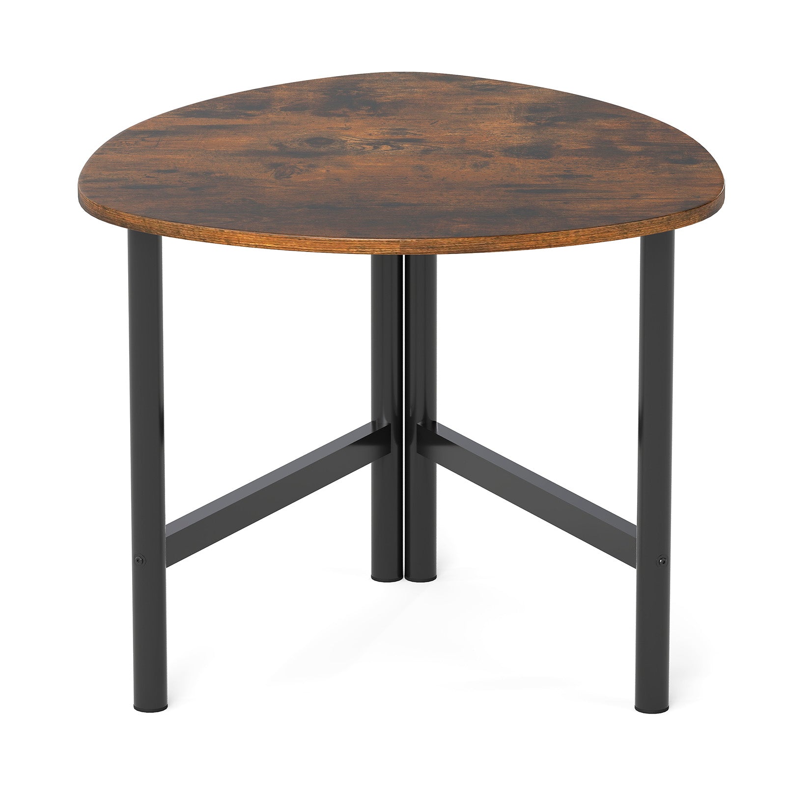 Triangle Coffee Table Oval Coffee Table with Metal Legs Industrial Center Table-Rustic Brown