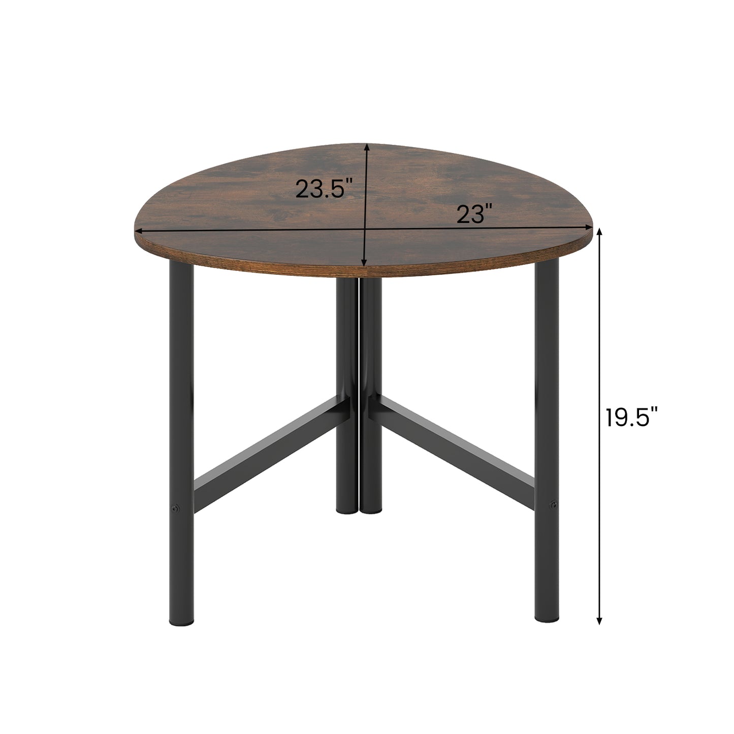 Triangle Coffee Table Oval Coffee Table with Metal Legs Industrial Center Table-Rustic Brown