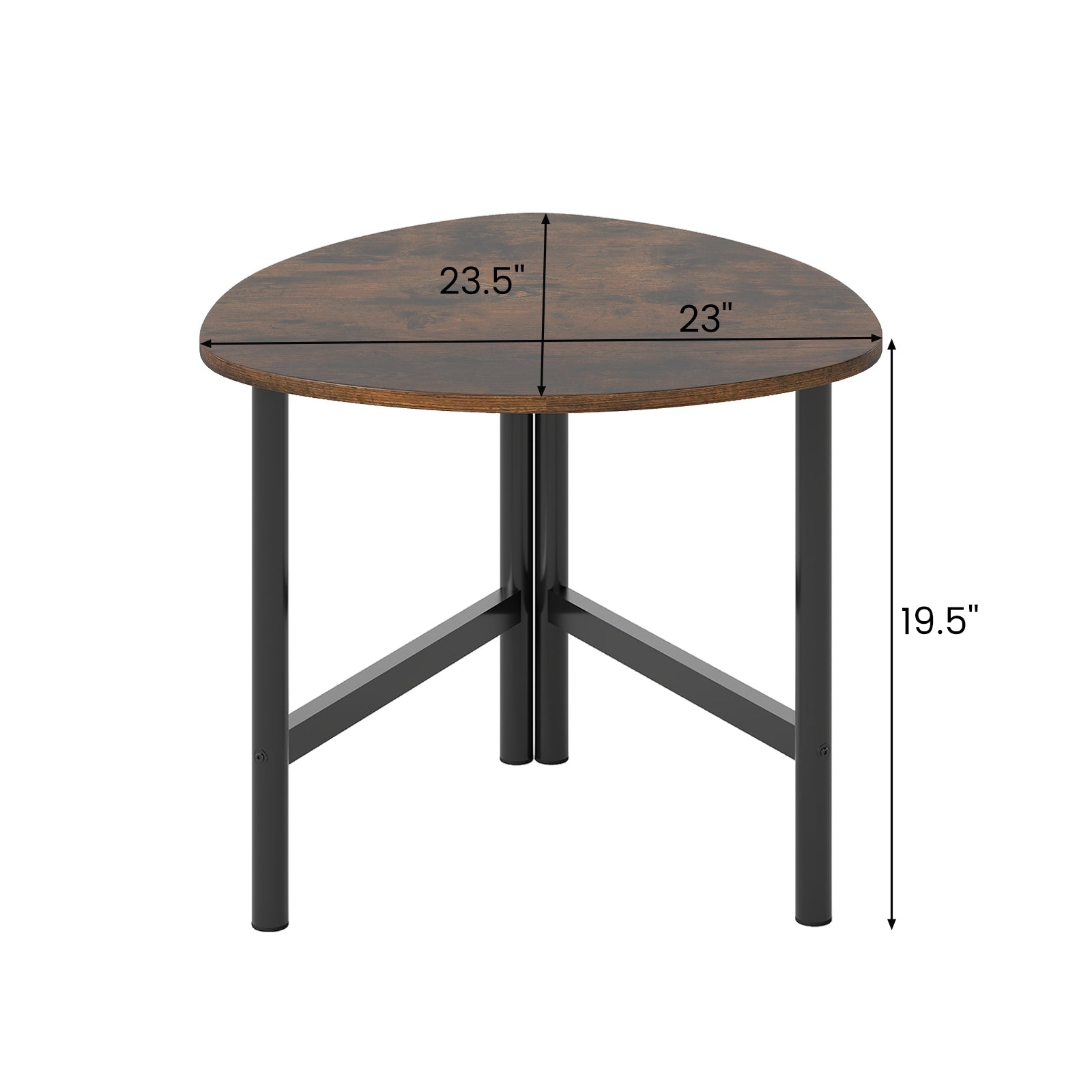Triangle Coffee Table Oval Coffee Table with Metal Legs Industrial Center Table-Rustic Brown