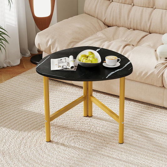 Triangle Coffee Table Oval Coffee Table with Metal Legs Industrial Center Table-Black