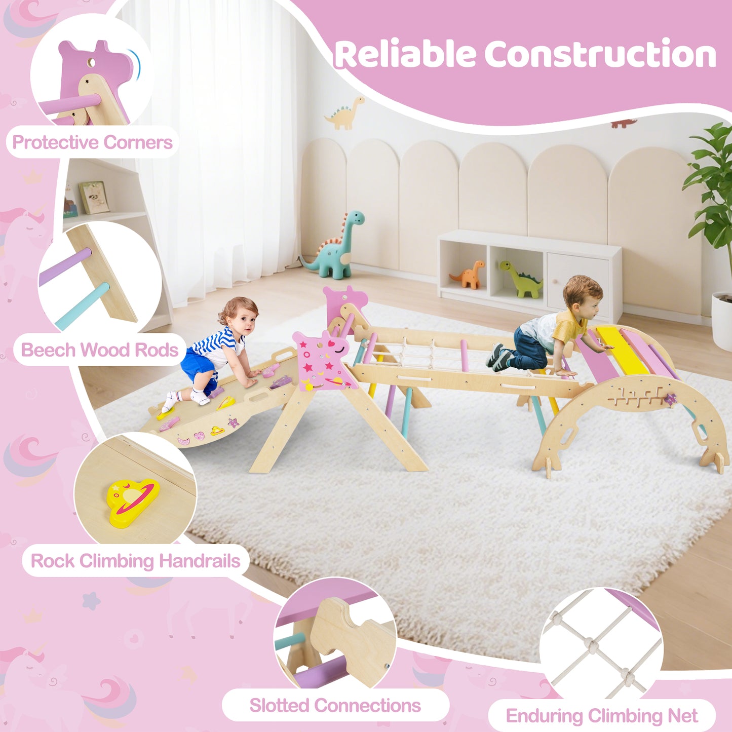 Triangle Set 8-in-1 Foldable Baby Climbing Toys Unicorn Theme