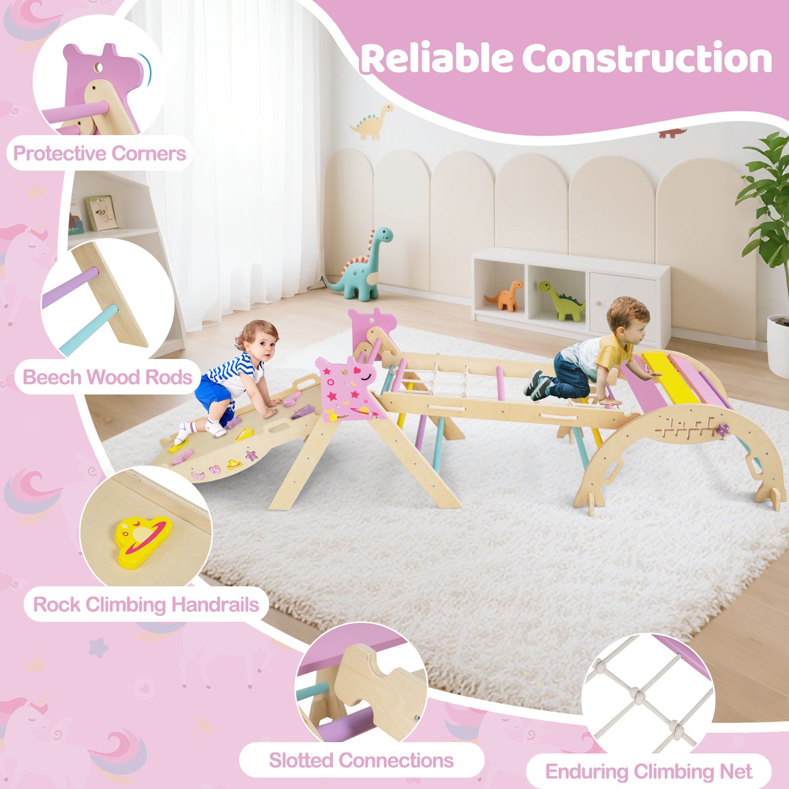 Triangle Set 8-in-1 Foldable Baby Climbing Toys Unicorn Theme