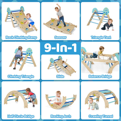 Triangle Set 8-in-1 Foldable Baby Climbing Toys Astronaut/Unicorn Theme-Blue