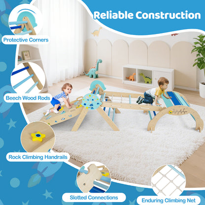 Triangle Set 8-in-1 Foldable Baby Climbing Toys Astronaut/Unicorn Theme-Blue