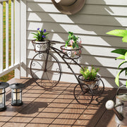 Tricycle Plant Stand Flower Pot Cart Holder with 3 Hollowed Baskets-Bronze