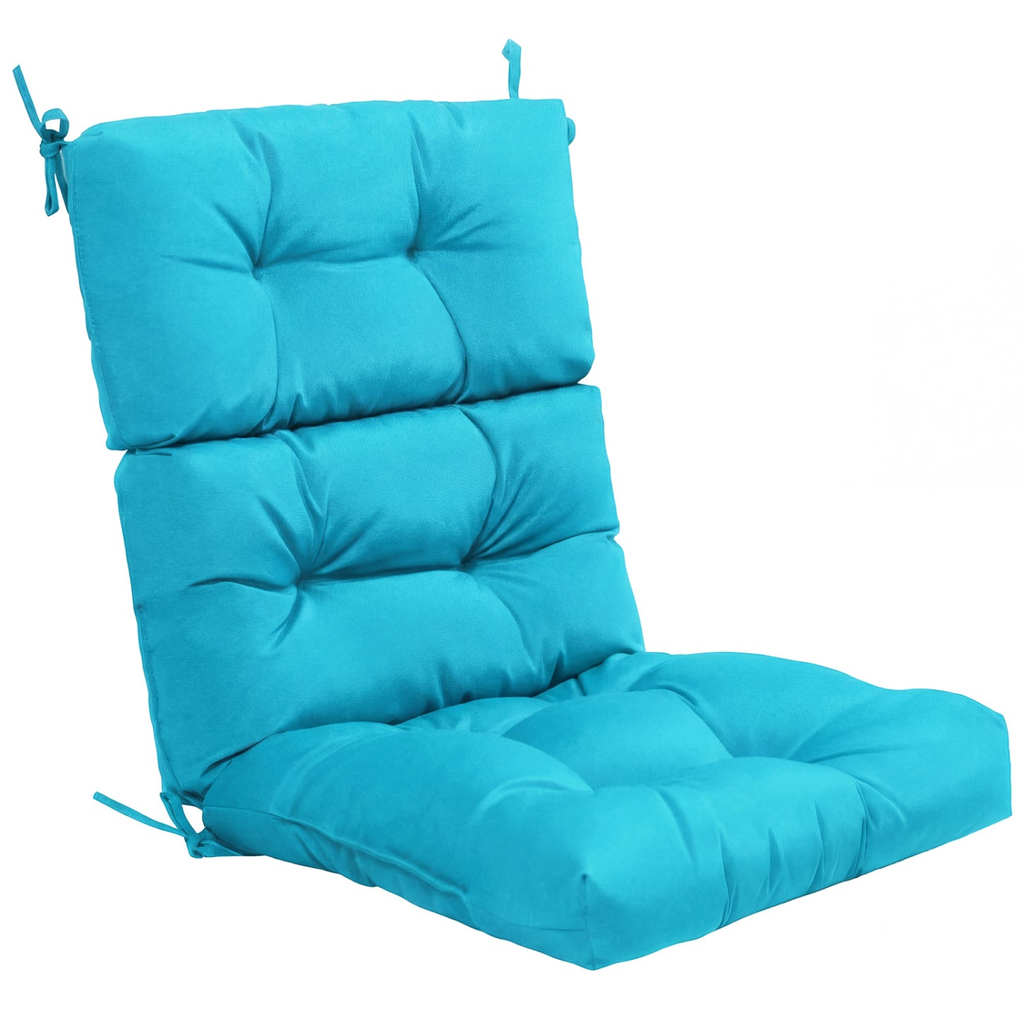 Tufted High Back Patio Chair Cushion with Ties - Turquoise