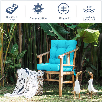 Tufted High Back Patio Chair Cushion with Ties - Turquoise