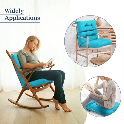 Tufted High Back Patio Chair Cushion with Ties - Turquoise