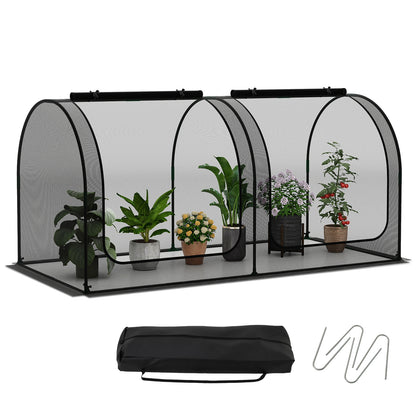 Tunnel Crop Cage Large Portable Plant Protection Tent with 2 Roll-up Zippered Doors