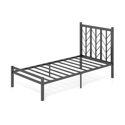 Queen Size Platform Bed with Headboard and Metal Frame-Queen Size - Twin Size