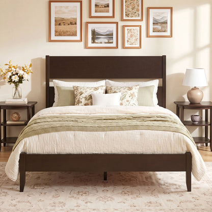 Full Bed Frame with Headboard and Solid Wood Legs