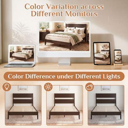 Full Bed Frame with Headboard and Solid Wood Legs