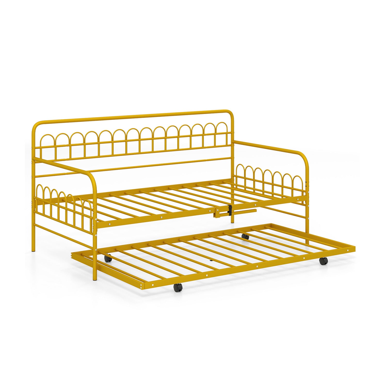Twin Daybed with Curved Backrest and Armrests-Gold
