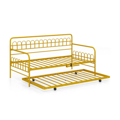 Twin Daybed with Curved Backrest and Armrests-Gold