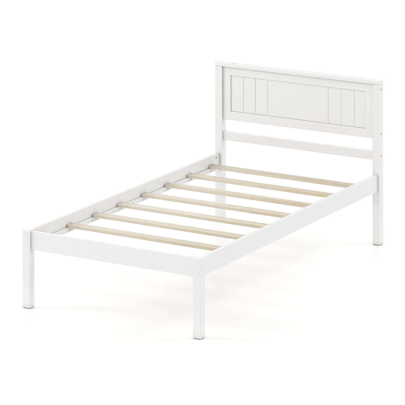 Twin/Full/Queen Size Sturdy Wooden Bed Frame with Headboard and Slat Support-Twin Size