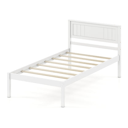 Twin/Full/Queen Size Sturdy Wooden Bed Frame with Headboard and Slat Support-Twin Size