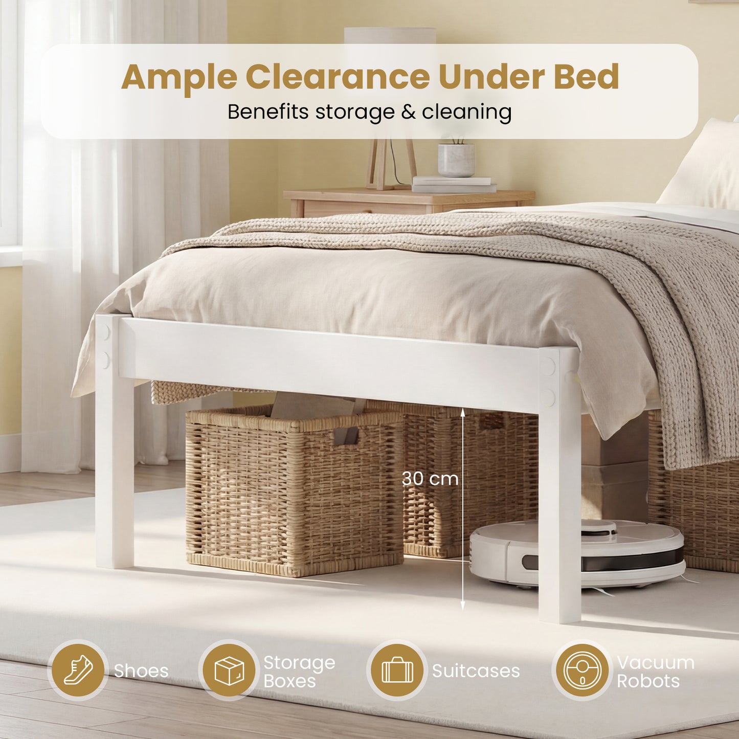 Twin/Full/Queen Size Sturdy Wooden Bed Frame with Headboard and Slat Support-Twin Size