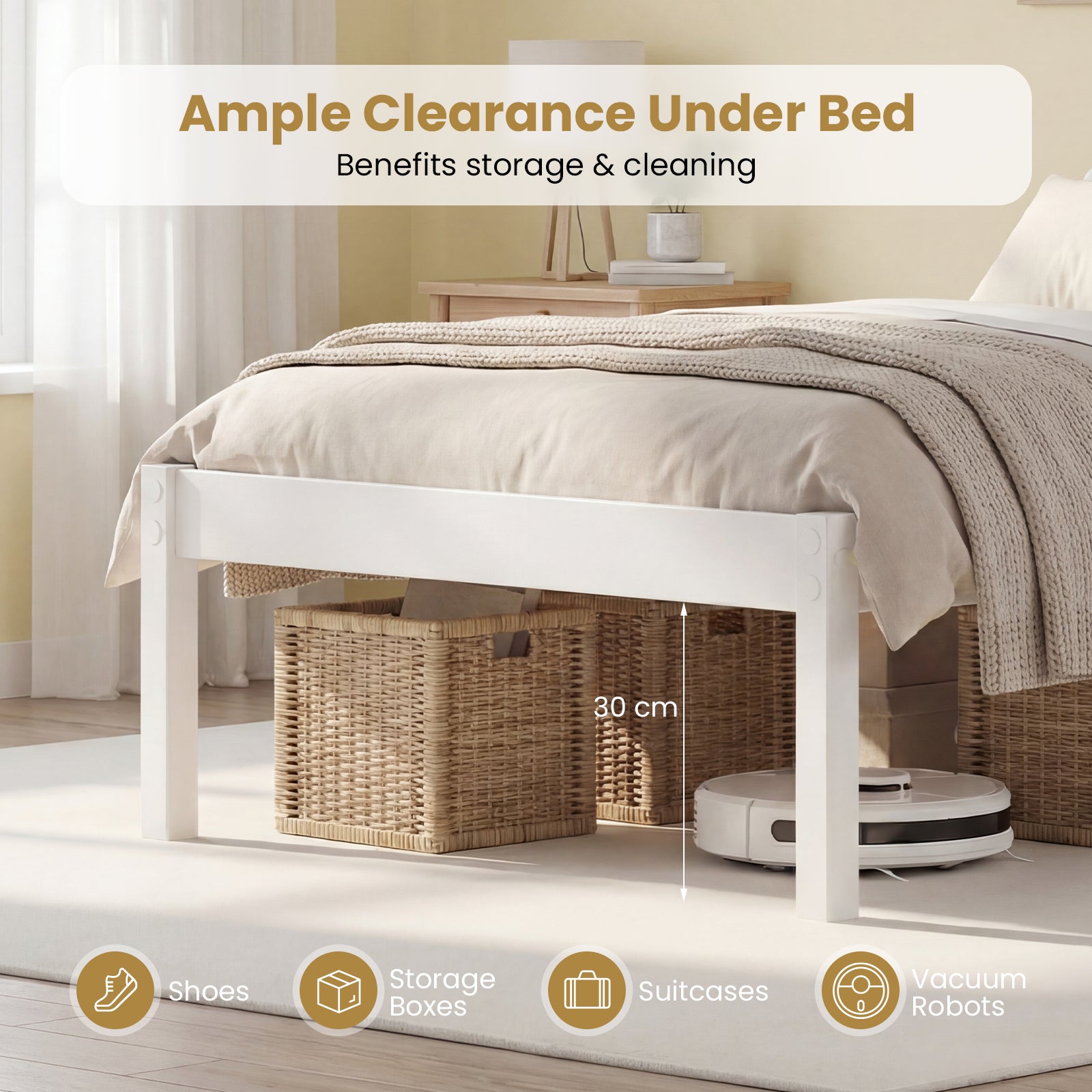 Twin/Full/Queen Size Sturdy Wooden Bed Frame with Headboard and Slat Support-Twin Size