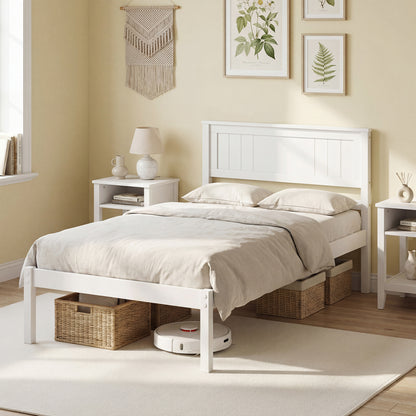 Twin/Full/Queen Size Sturdy Wooden Bed Frame with Headboard and Slat Support-Twin Size