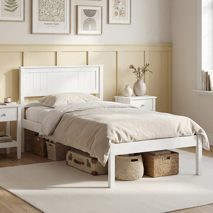 Twin/Full/Queen Size Sturdy Wooden Bed Frame with Headboard and Slat Support-Twin Size