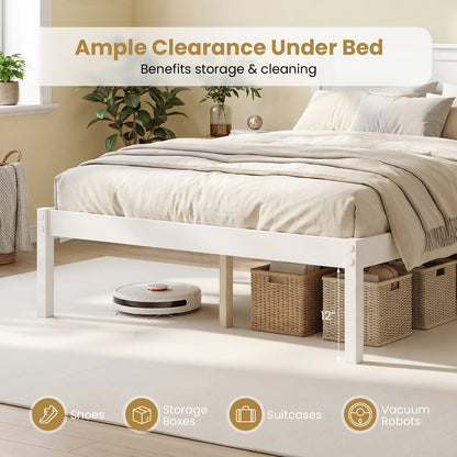 Twin/Full/Queen Size Sturdy Wooden Bed Frame with Headboard and Slat Support-Full Size