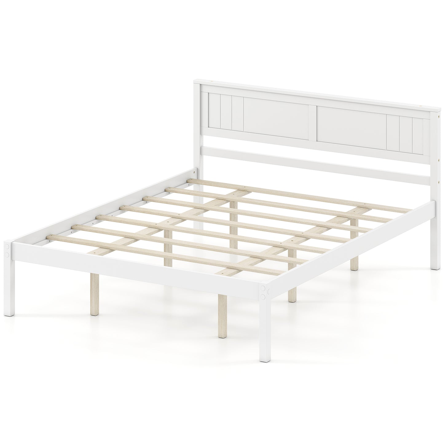 Twin/Full/Queen Size Sturdy Wooden Bed Frame with Headboard and Slat Support-Queen Size