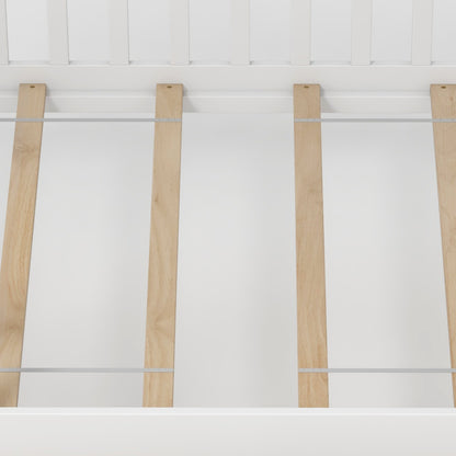 Twin House Bed with 2 Storage Drawers and Roof & Fence Rails-White