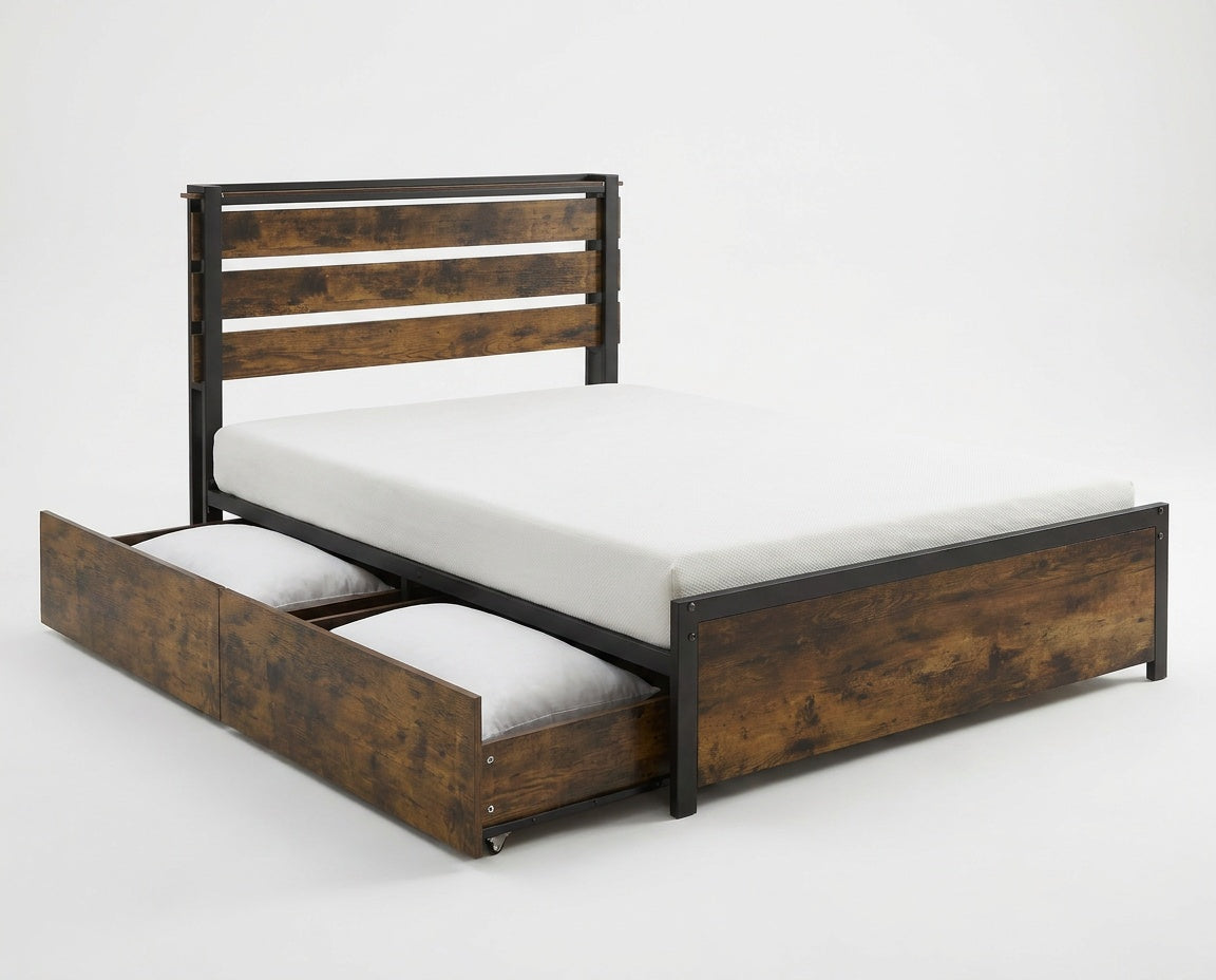 Twin Bed Frame with 4 Large Storage Drawers – Space