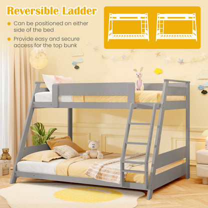 Twin Over Full Low Bunk Bed with Reversible Ladder