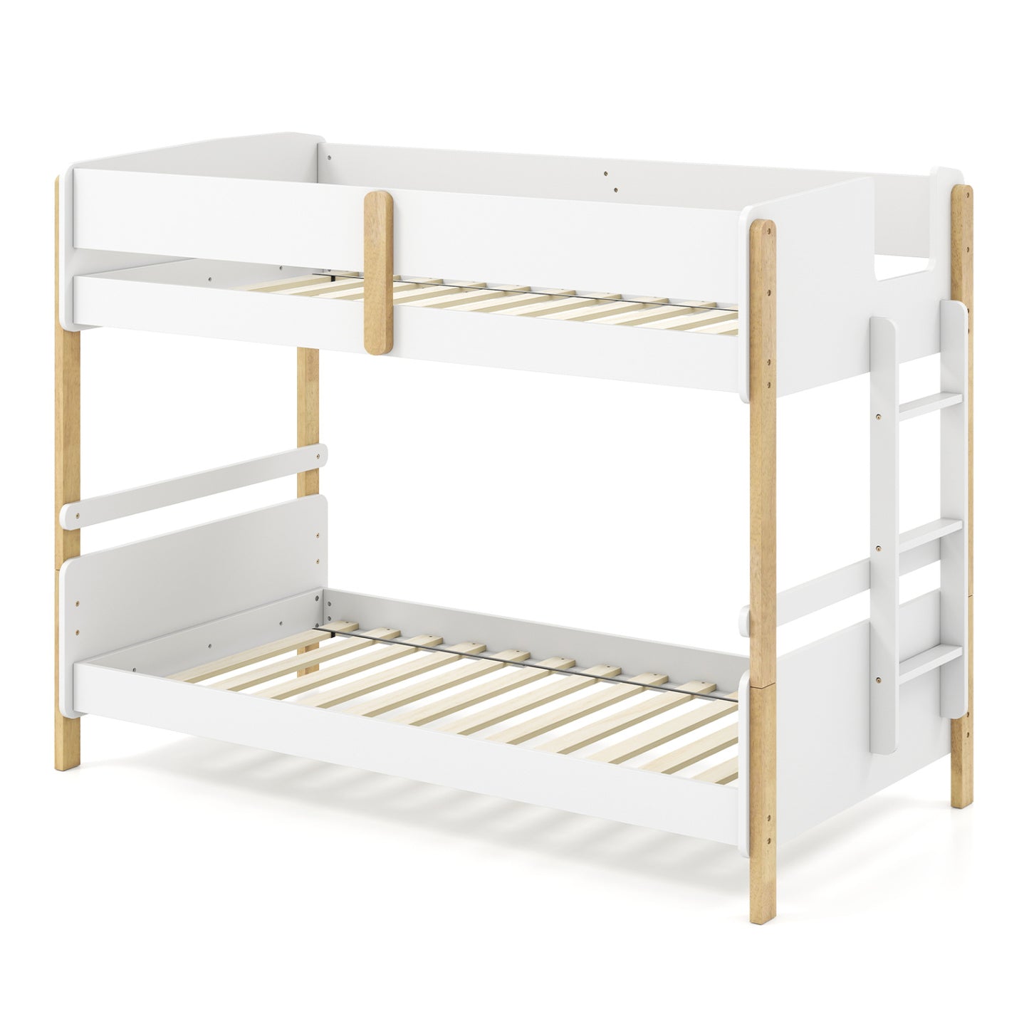 Twin Over Twin Bunk Bed with Convertible Design and Ladder
