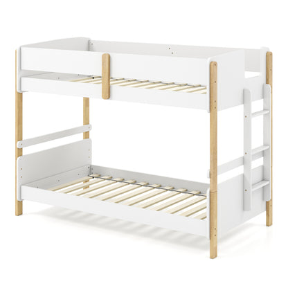 Twin Over Twin Bunk Bed with Convertible Design and Ladder