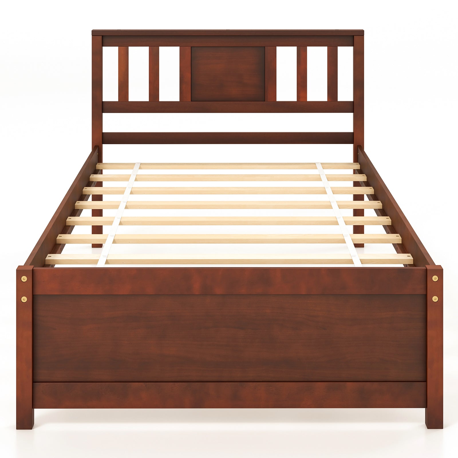 Wooden Platform Bed with Headboard and Slat Support-Queen Size - Twin Size