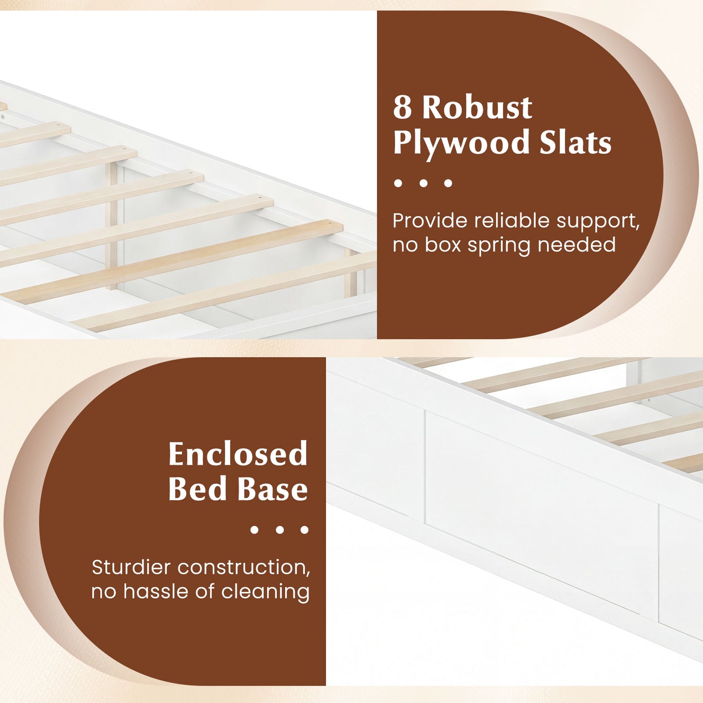 Twin Size Bed Frame with Storage Drawers and Headboard-White