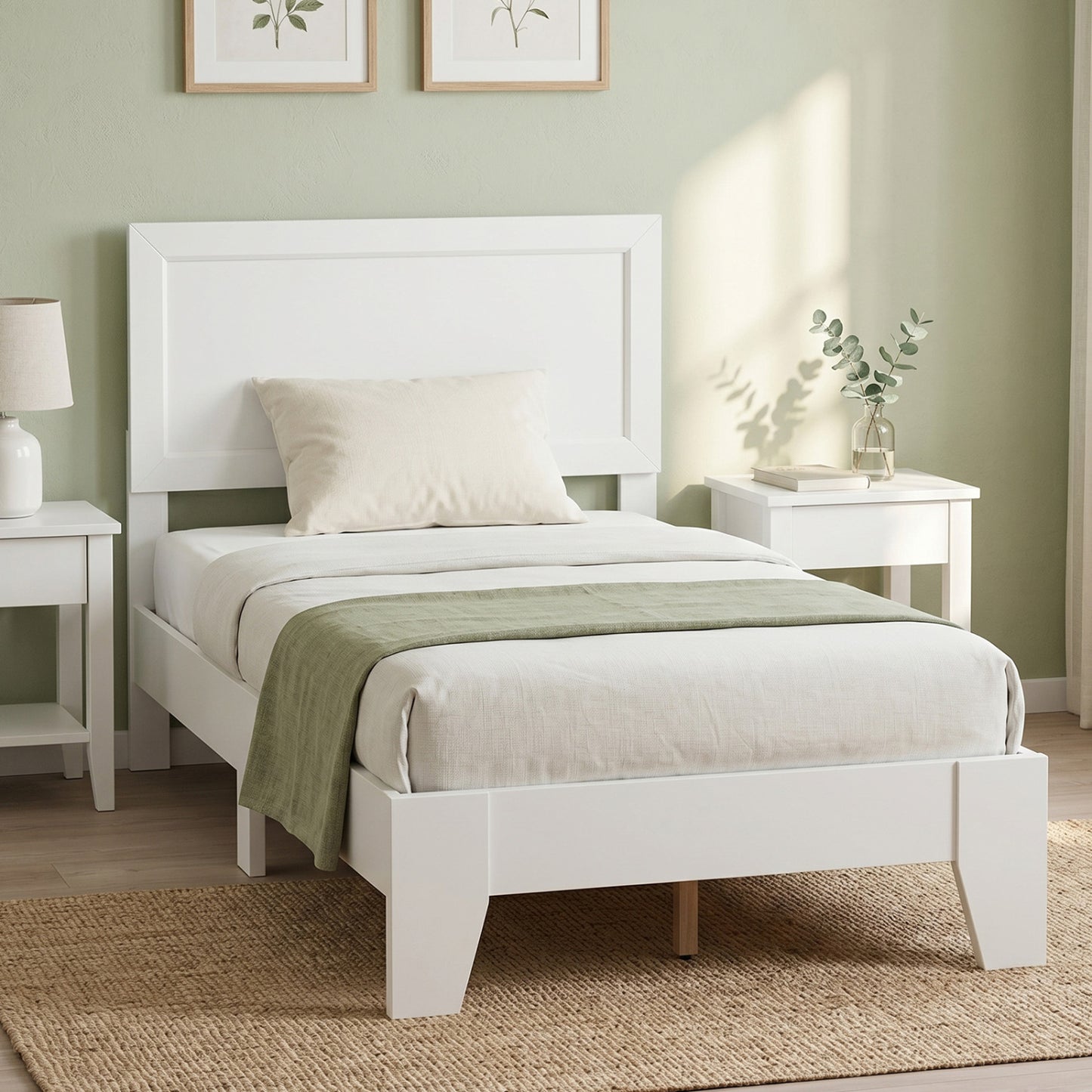 Twin Platform Bed Frame with Headboard - No Box Spring Needed
