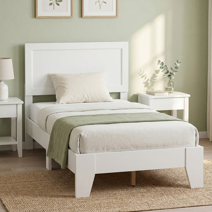Twin Platform Bed Frame with Headboard - No Box Spring Needed