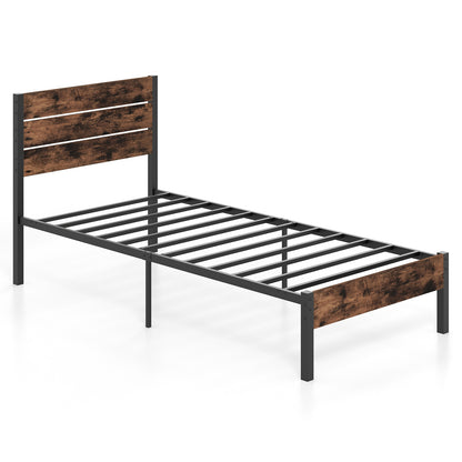 Full/King/Queen/Twin Size Bed Frame with High Headboard and Mute Bar-King Size - Twin Size