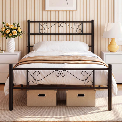 Twin Metal Bed Frame with Headboard and Footboard