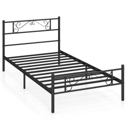 Twin Metal Bed Frame with Headboard and Footboard