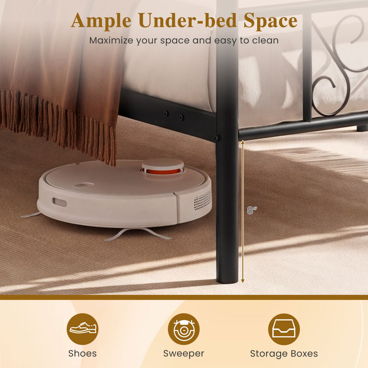 Twin Metal Bed Frame with Headboard and Footboard