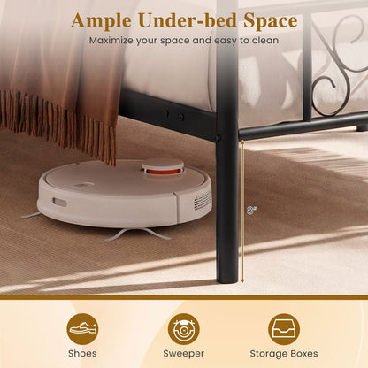 Twin Metal Bed Frame with Headboard and Footboard