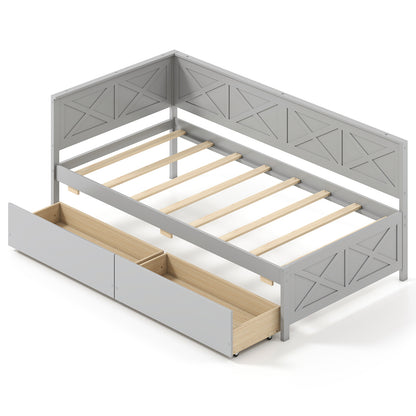 Twin Size Daybed with 2 Storage Drawers No Box Spring Needed