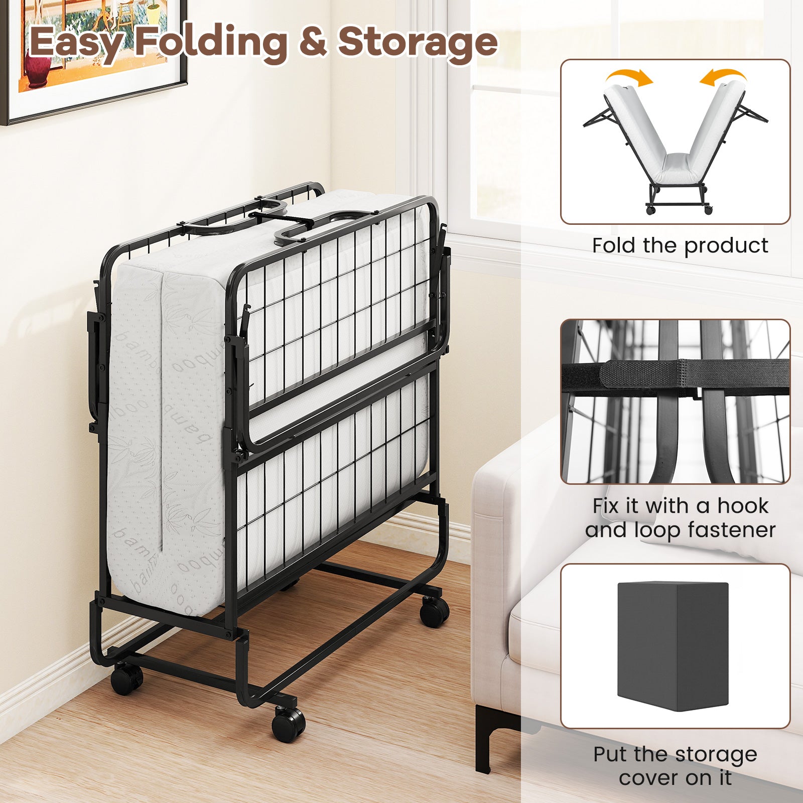 „ÄêFree $29 Pillow with Bed Purchase„ÄëTwin Size Folding Bed with 5 Inch Mattress