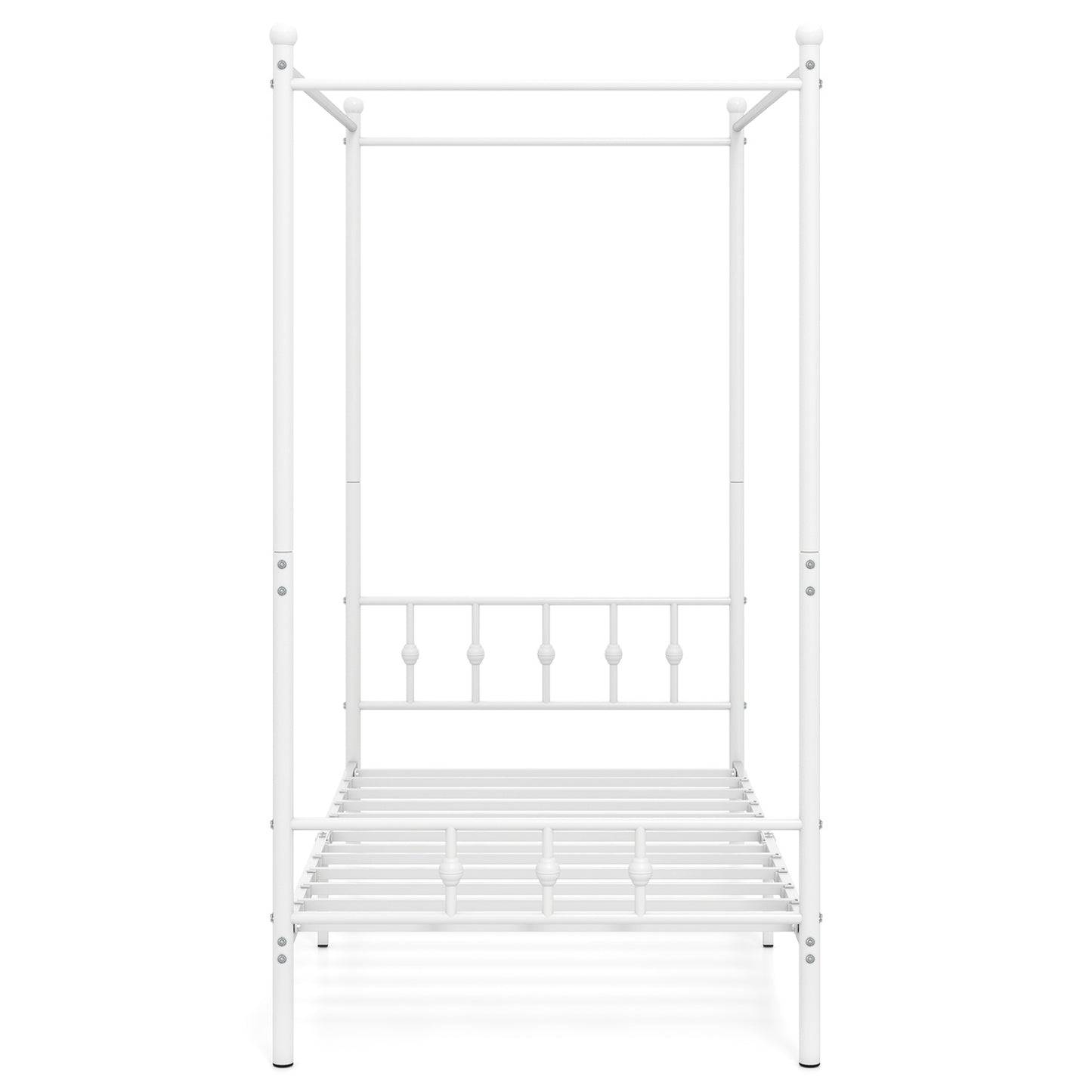Twin Metal Canopy Bed Frame with Headboard and Footboard