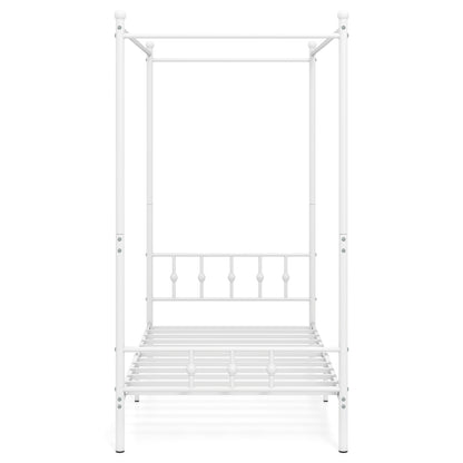 Twin Metal Canopy Bed Frame with Headboard and Footboard