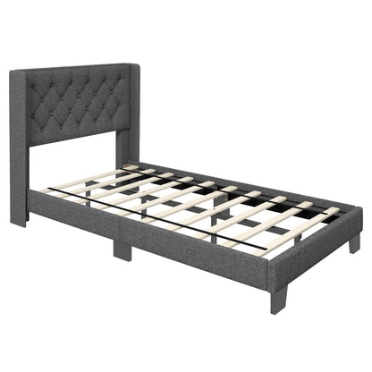 Twin/Full/Queen Size Upholstered Platform Bed with Button Tufted Headboard