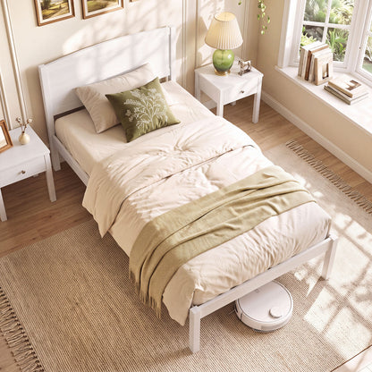 Twin Platform Bed Frame with Curved Headboard
