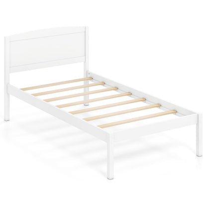 Twin Platform Bed Frame with Curved Headboard